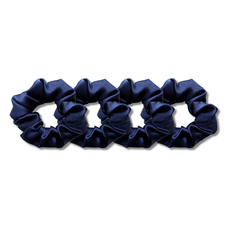 4 Silk Scrunchie Indigo - Set